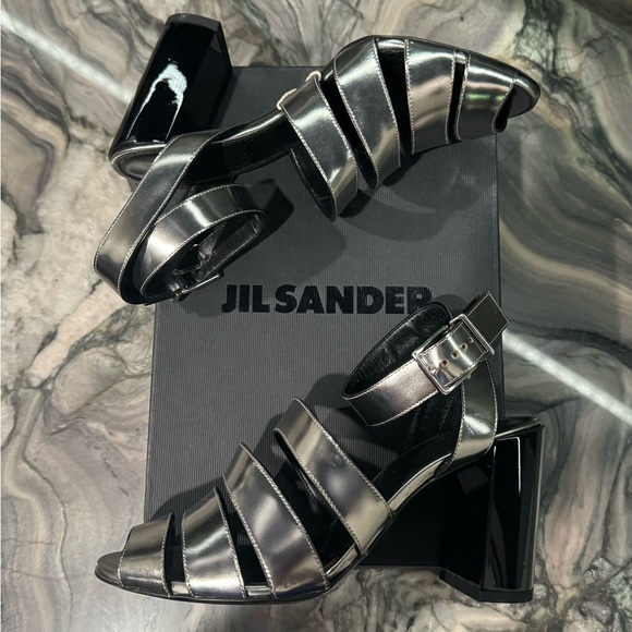 JIL SANDER Silver Strappy Heels 6.5 NIB and NWD! ➡️See description. - Picture 6 of 16